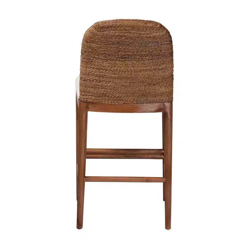 bali & pari Nadim Natural Seagrass and Acacia Wood Counter Height Barstool Set White/Natural: Polyester Upholstery, Spot Clean