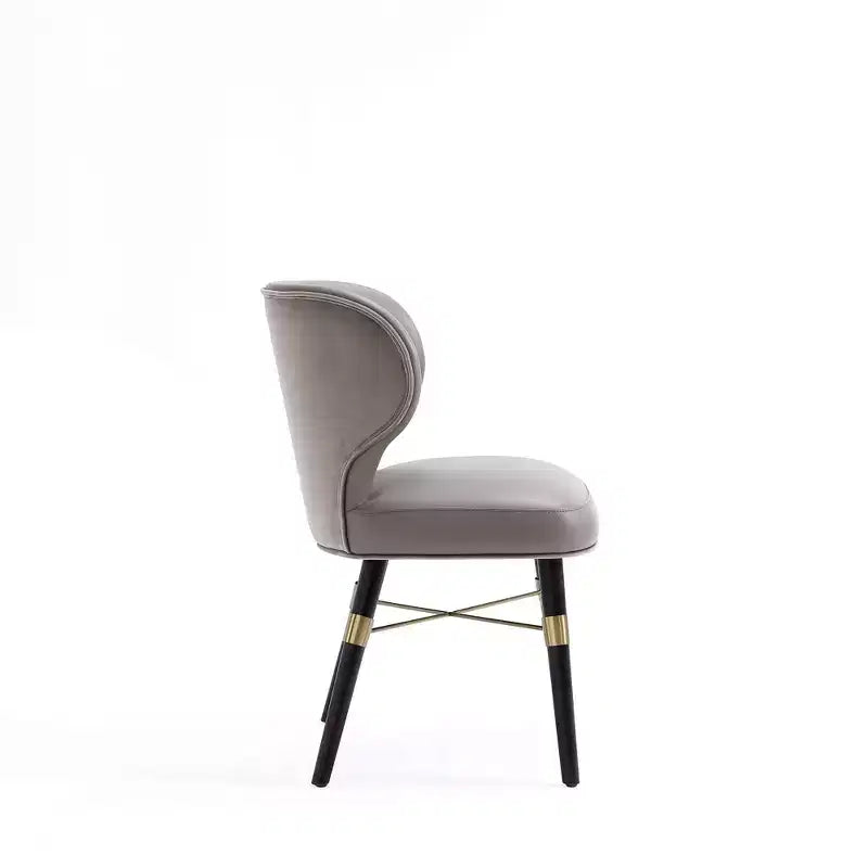 Set of 2 Strine Velvet and Leatherette Upholstered Dining Chairs Dark Taupe - Manhattan Comfort