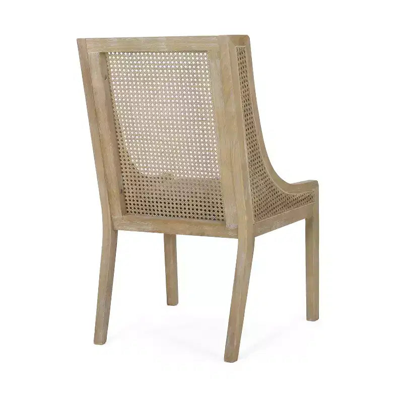 Christopher Knight Home Set of 2 Maurers Cane and Wood Upholstered Dining Chairs Charcoal/Natural