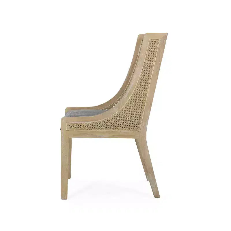 Christopher Knight Home Set of 2 Maurers Cane and Wood Upholstered Dining Chairs Charcoal/Natural