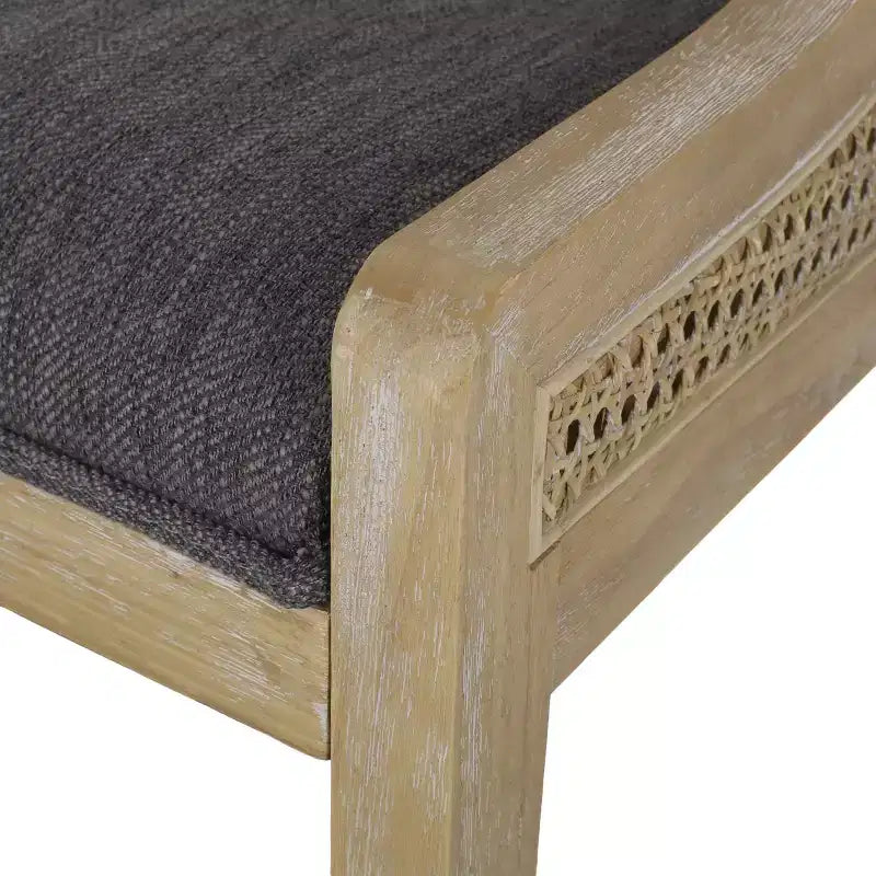 Christopher Knight Home Set of 2 Maurers Cane and Wood Upholstered Dining Chairs Charcoal/Natural
