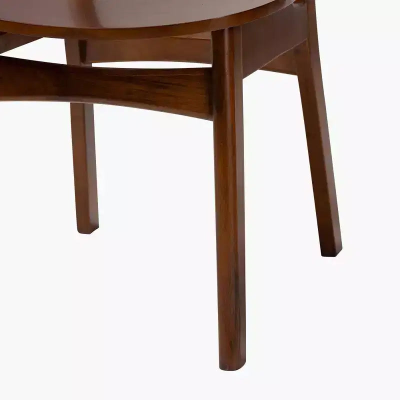 Baxton Studio 2pc Hesper Wood and Rattan Dining Chair Set Walnut Brown/Light Brown: Mid-Century, Crescent Backrest, Angled Legs