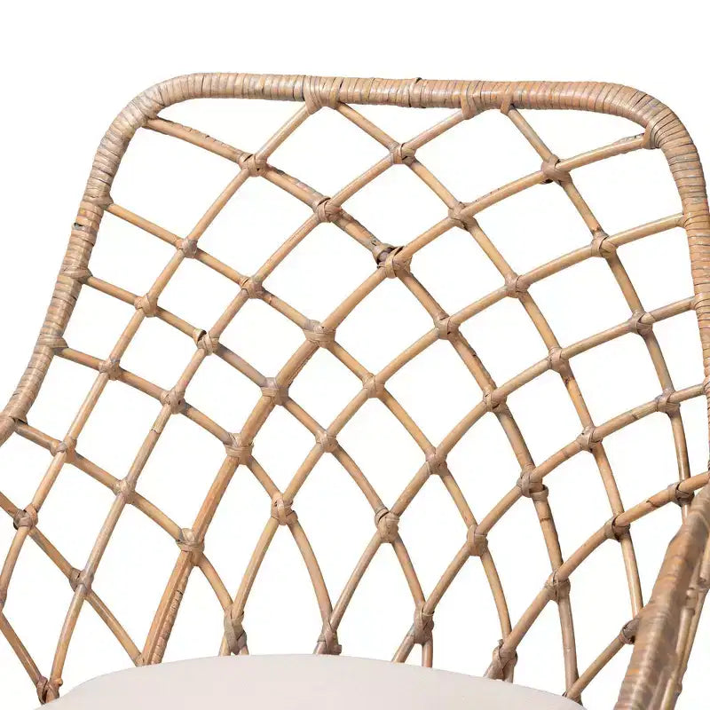 bali & pari Ballerina Rattan and Wood Dining Chair Gray Wash/Natural Brown/White: Upholstered Polyester, Spot Clean