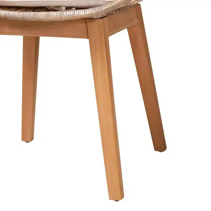 bali & pari Ballerina Rattan and Wood Dining Chair Gray Wash/Natural Brown/White: Upholstered Polyester, Spot Clean