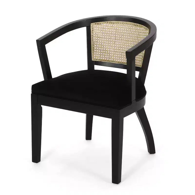 Christopher Knight Home Set of 2 Currant Velvet and Cane Upholstered Dining Chairs Natural Brown/Black
