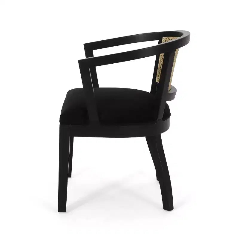 Christopher Knight Home Set of 2 Currant Velvet and Cane Upholstered Dining Chairs Natural Brown/Black
