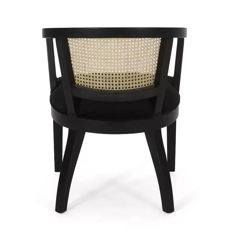 Christopher Knight Home Set of 2 Currant Velvet and Cane Upholstered Dining Chairs Natural Brown/Black