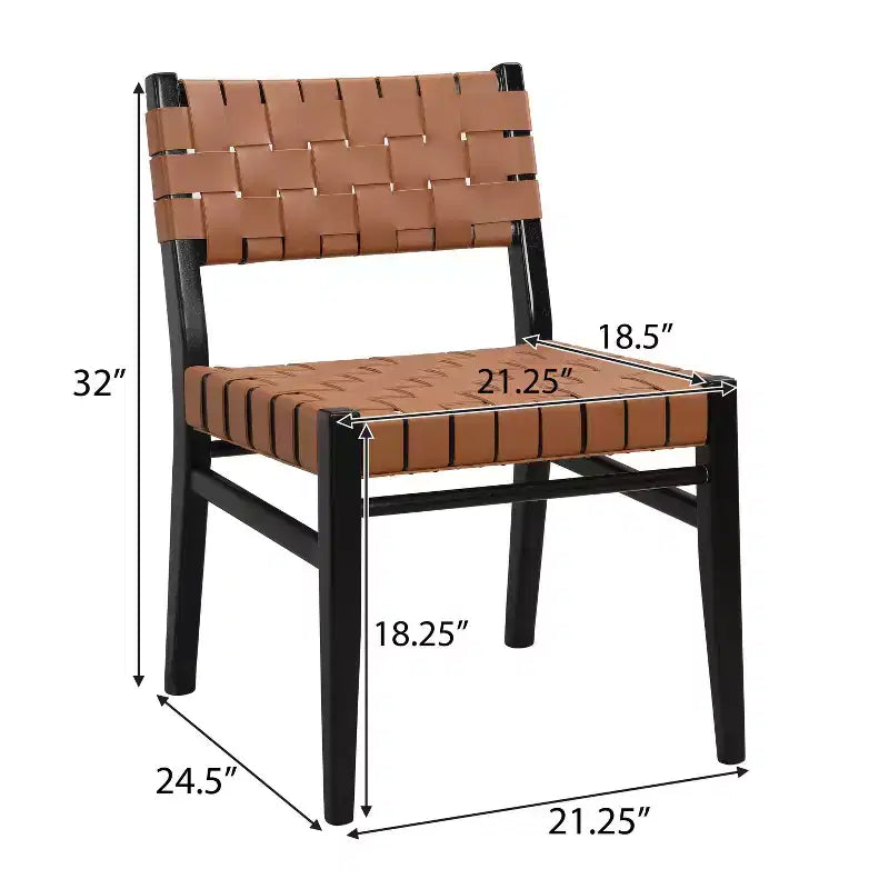 Christopher Knight Home Set of 2 Oliver Woven Faux Leather Rubberwood Dining Chairs Brown