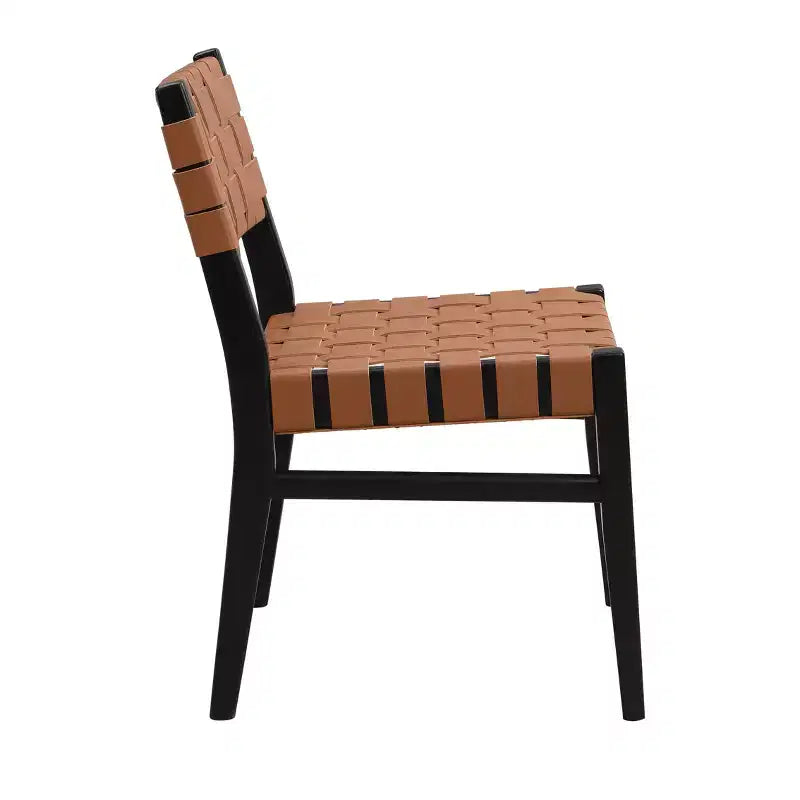Christopher Knight Home Set of 2 Oliver Woven Faux Leather Rubberwood Dining Chairs Brown