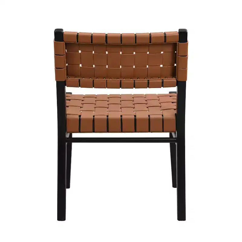 Christopher Knight Home Set of 2 Oliver Woven Faux Leather Rubberwood Dining Chairs Brown