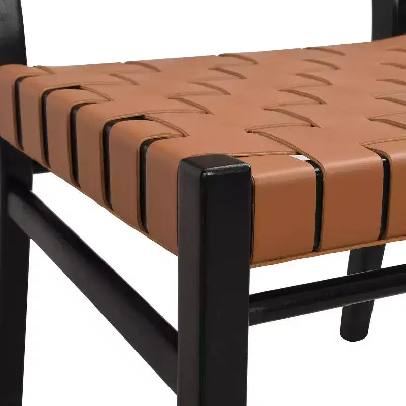 Christopher Knight Home Set of 2 Oliver Woven Faux Leather Rubberwood Dining Chairs Brown