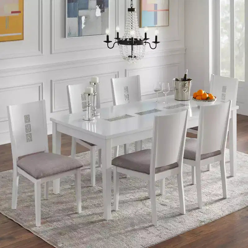 Lifestorey Set of 2 Diamond Contemporary Dining Chair White/Gray