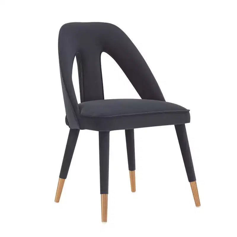 Neda Modern Velvet Upholstered Dining Chair Midnight Blue - Manhattan Comfort: Elm Wood, Gold Tips, No Assembly