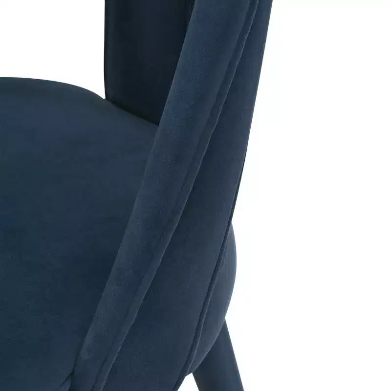 Neda Modern Velvet Upholstered Dining Chair Midnight Blue - Manhattan Comfort: Elm Wood, Gold Tips, No Assembly
