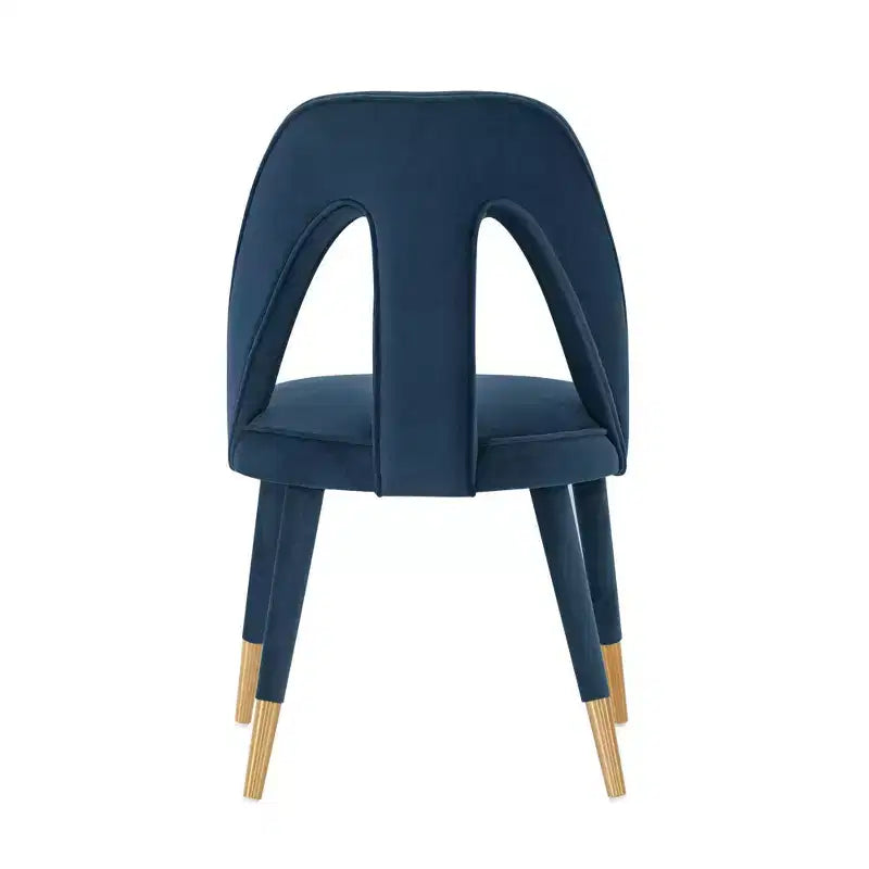 Neda Modern Velvet Upholstered Dining Chair Midnight Blue - Manhattan Comfort: Elm Wood, Gold Tips, No Assembly