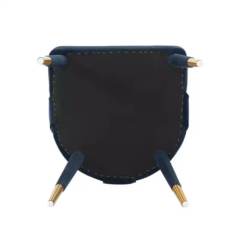 Neda Modern Velvet Upholstered Dining Chair Midnight Blue - Manhattan Comfort: Elm Wood, Gold Tips, No Assembly