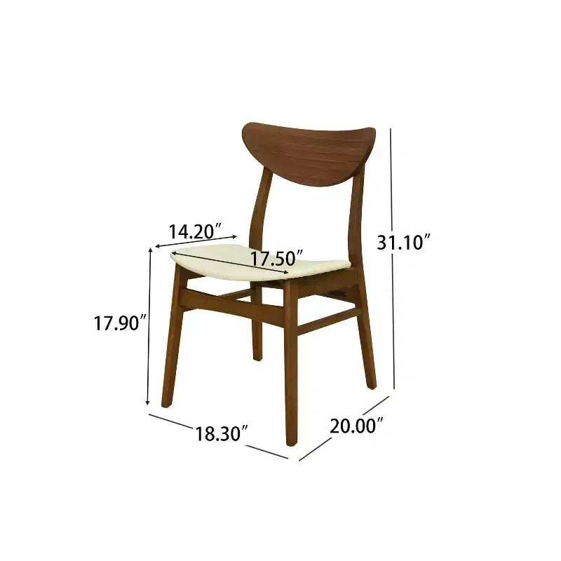 Christopher Knight Home Set of 2 Josie Mid-Century Modern Rubber Wood Faux Leather Dining Chairs Beige/Walnut