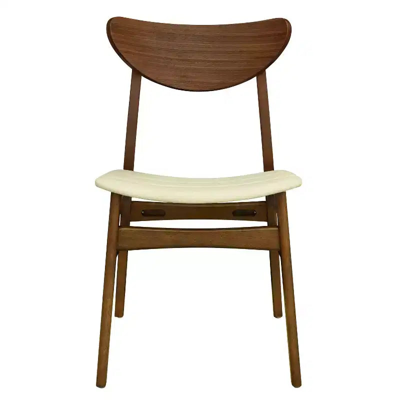 Christopher Knight Home Set of 2 Josie Mid-Century Modern Rubber Wood Faux Leather Dining Chairs Beige/Walnut