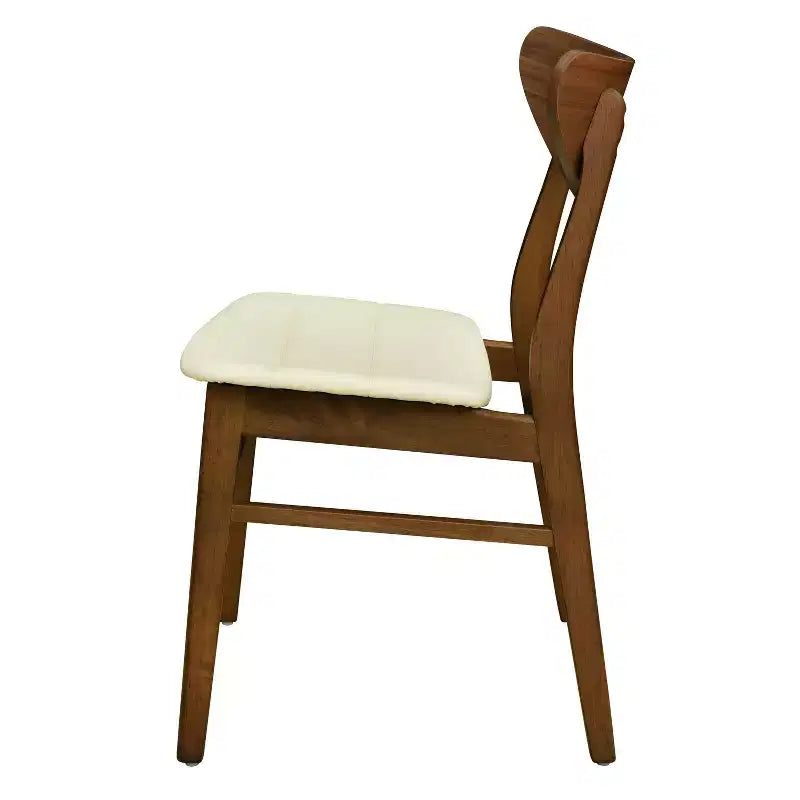 Christopher Knight Home Set of 2 Josie Mid-Century Modern Rubber Wood Faux Leather Dining Chairs Beige/Walnut
