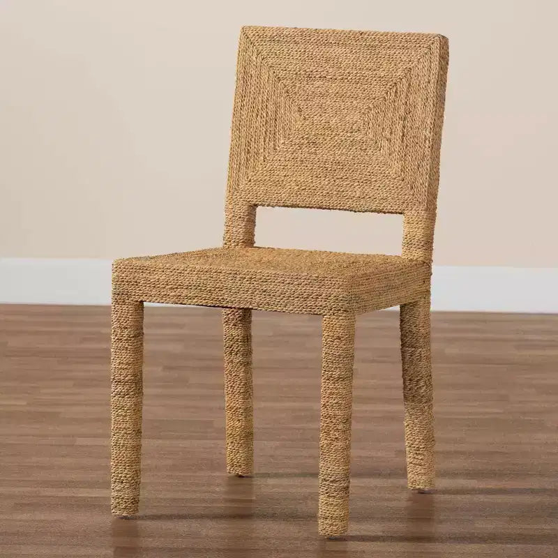 bali & pari Anfield Natural Seagrass and Mahogany Wood Dining Chair Natural: Solid Pattern, No Assembly Required