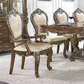 Chaise de salle à manger Latisha 25 po Brun antique : Détails argentés, Chenille grise, Clous décoratifs