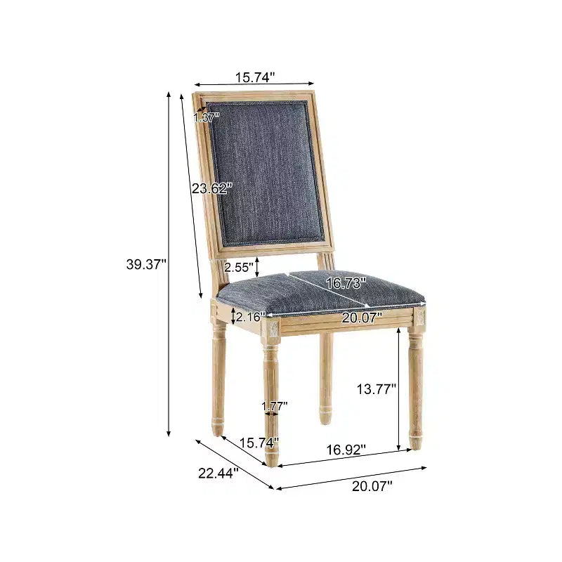 Christopher Knight Home Set of 4 Rylee French Country Rubberwood Upholstered Dining Chairs Blue Gray