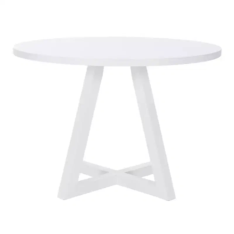 Powell Shelby Solid Wood Round Dining Table White: Seats 4, Lacquered Pedestal Base, 44" Width