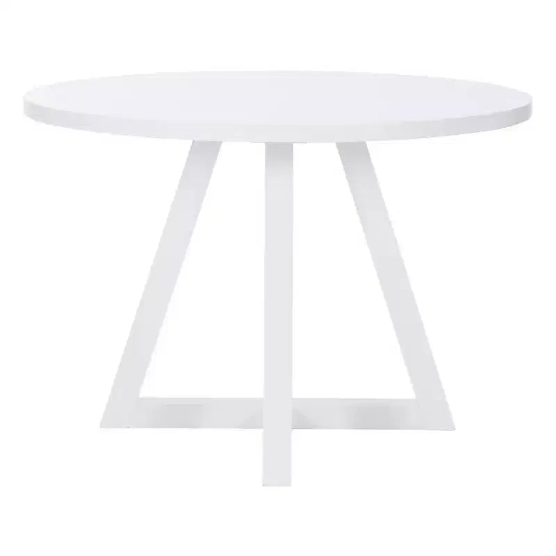 Powell Shelby Solid Wood Round Dining Table White: Seats 4, Lacquered Pedestal Base, 44" Width