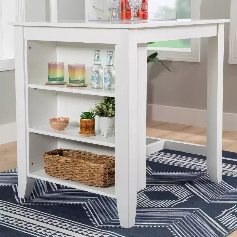 Shelby Solid Wood Space Saving Counter Height Table White - Powell