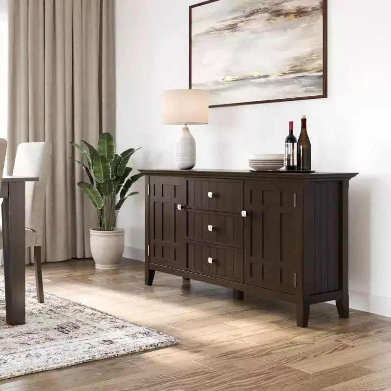 Bahut/Buffet Naturel : Rangement pour le vin, Étagères réglables, Pin et Contreplaqué