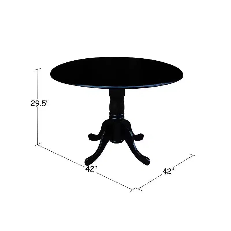 Set of 5 42" Dual Table with 4 Schoolhouse Chairs Dining Sets Black - International Concepts