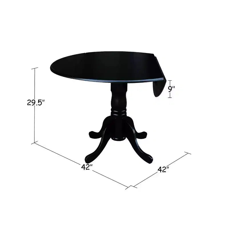 Set of 5 42" Dual Table with 4 Schoolhouse Chairs Dining Sets Black - International Concepts