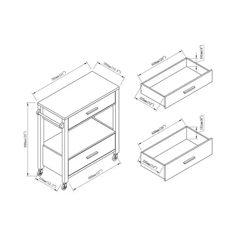 Umberra 2 Drawer Kitchen Cart Red Cocoa - HOMES: Inside + Out: Modern Mobile Island, Storage & Casters