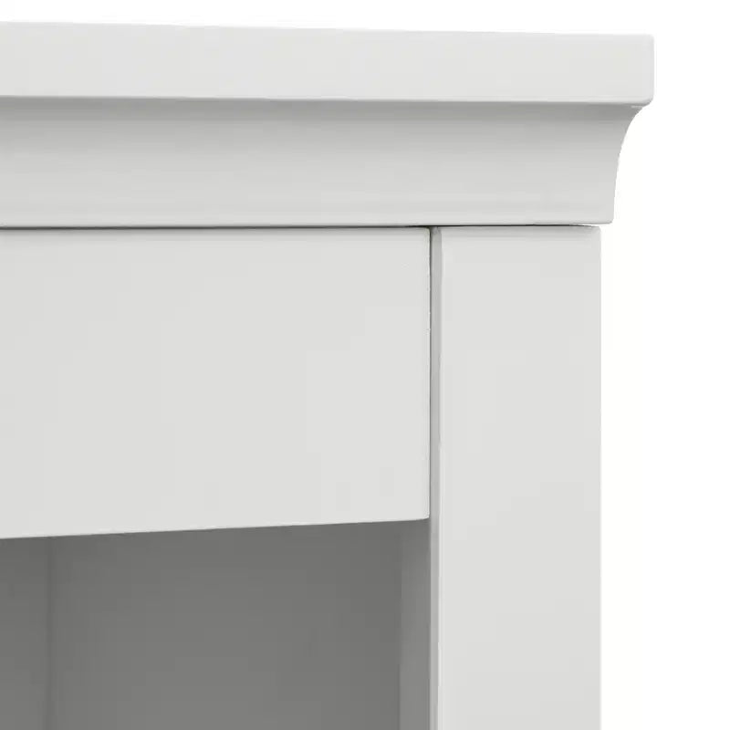 Lifestorey 2pc Monza Modular Cabinet and Hutch with Faux Marble Top White: Farmhouse Style, Faux Marble Top, Adjustable Shelves