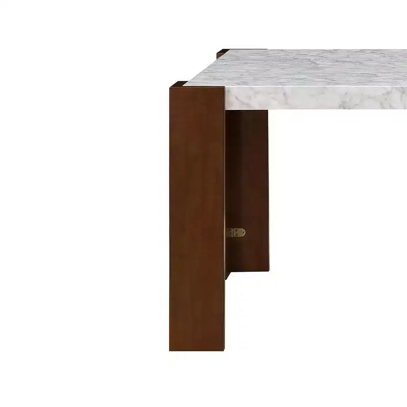 Acme Furniture Hettie Dining Table Engineering Stone/Brown Finish