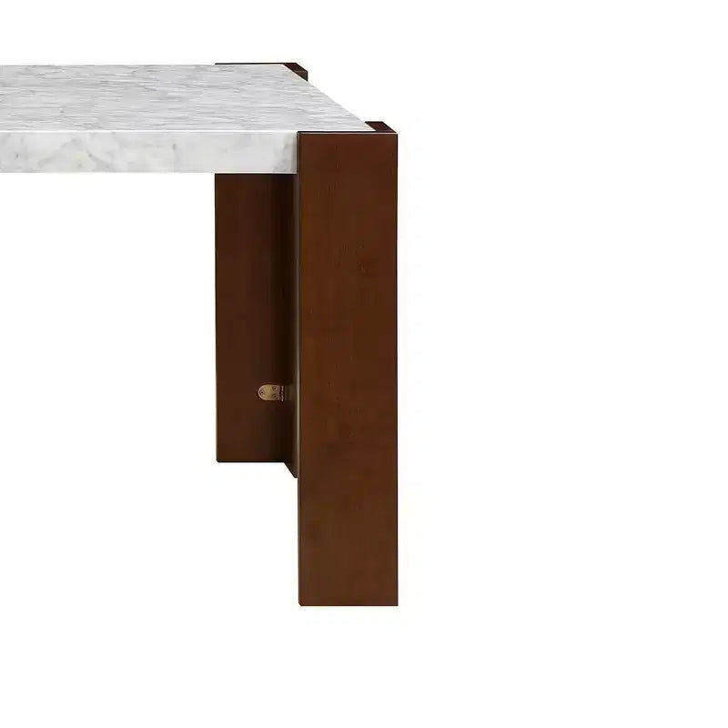 Acme Furniture Hettie Dining Table Engineering Stone/Brown Finish