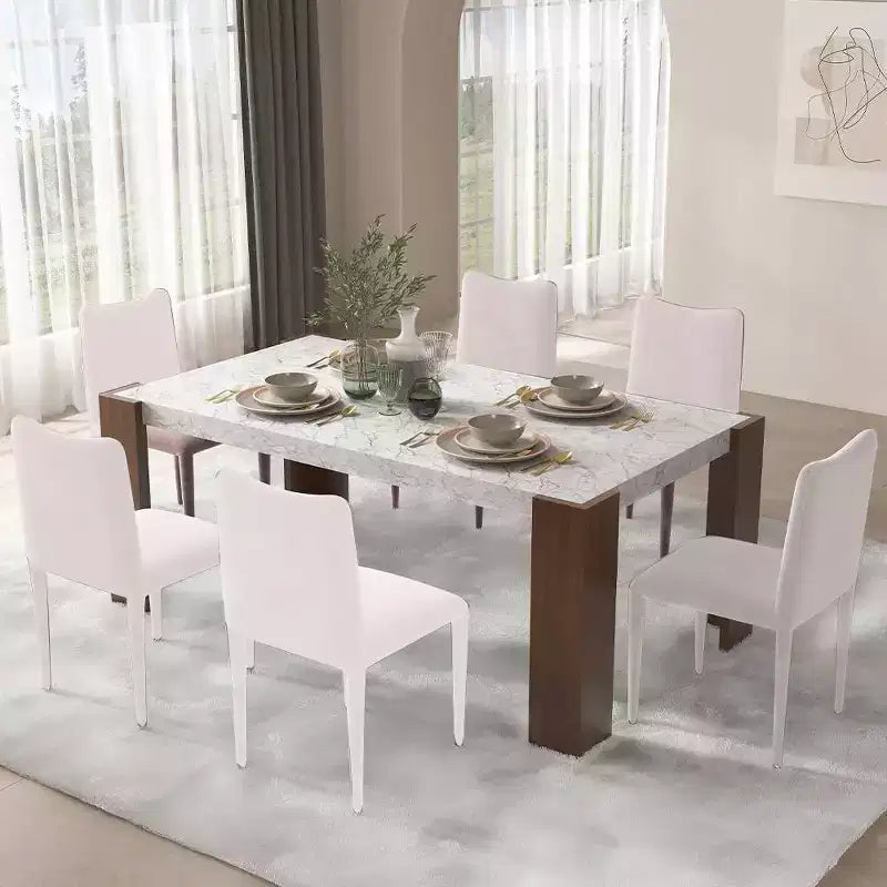 Acme Furniture Hettie Dining Table Engineering Stone/Brown Finish