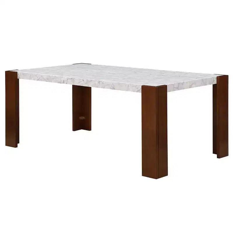 Acme Furniture Hettie Dining Table Engineering Stone/Brown Finish