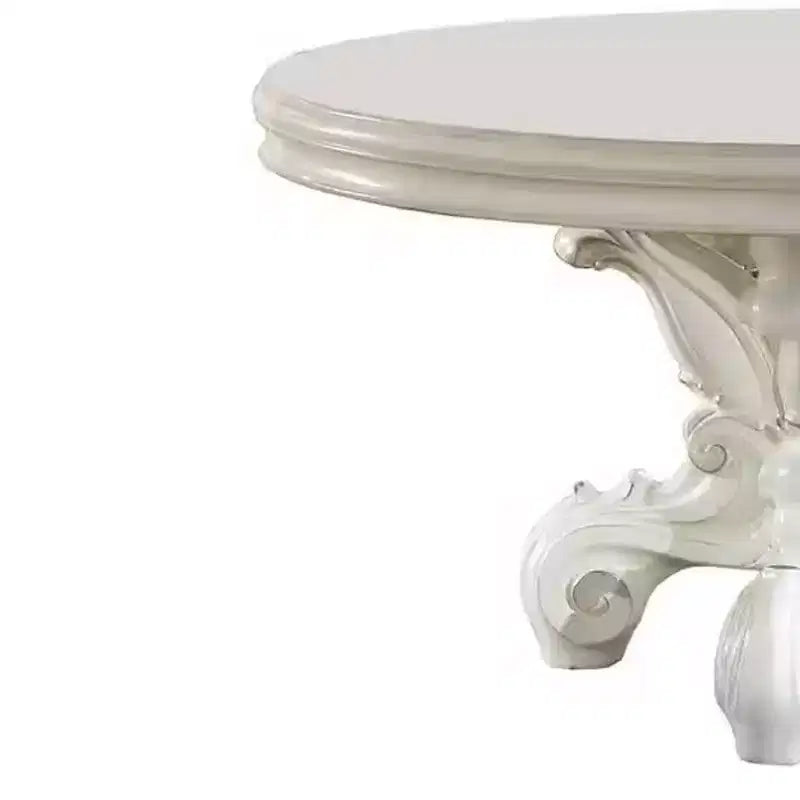 60" Versailles Dining Table PU Bone White Finsih - Acme Furniture