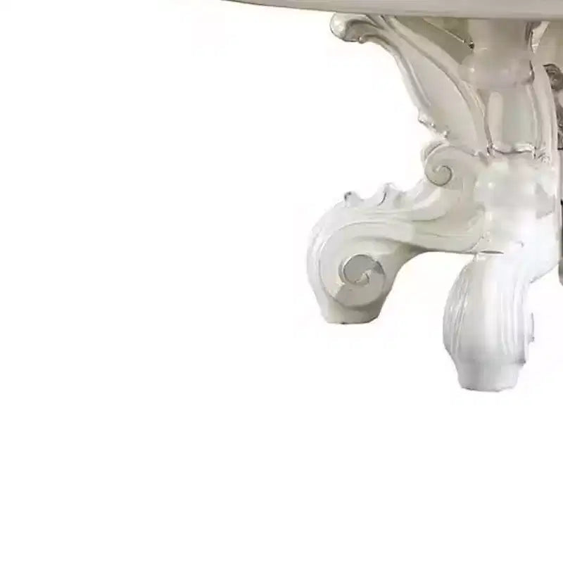 60" Versailles Dining Table PU Bone White Finsih - Acme Furniture