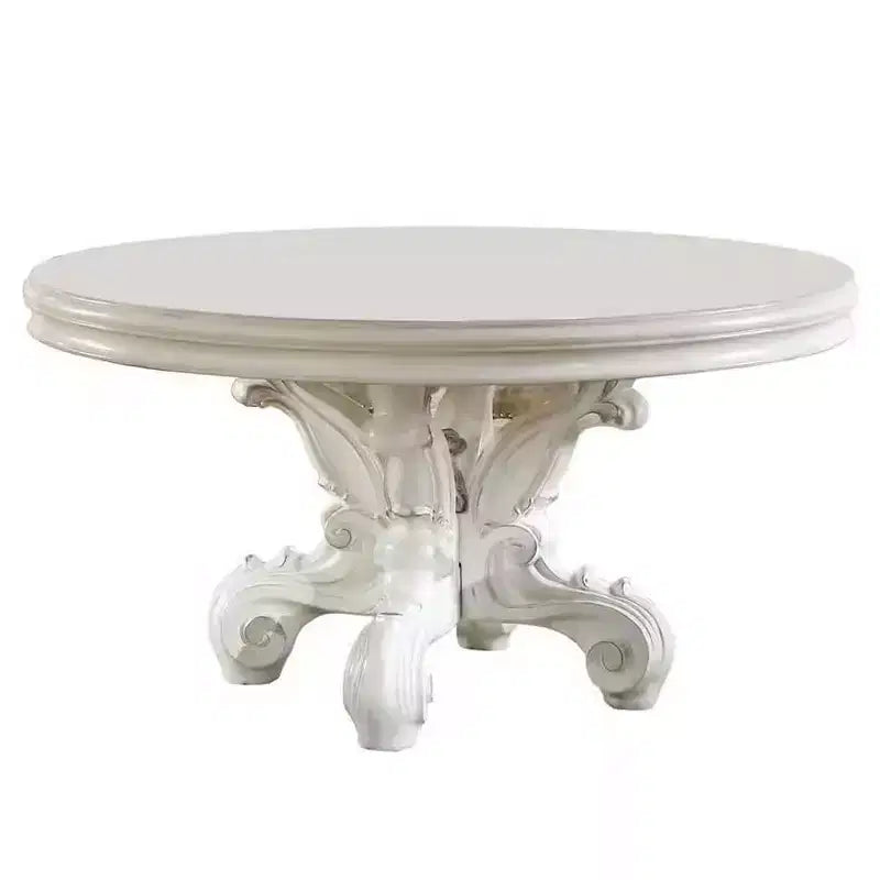 60" Versailles Dining Table PU Bone White Finsih - Acme Furniture