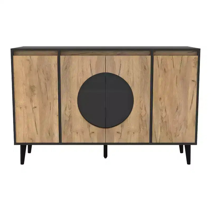 Andrew Mid-Century Modern Buffet Server Light Oak/Black - miBasics