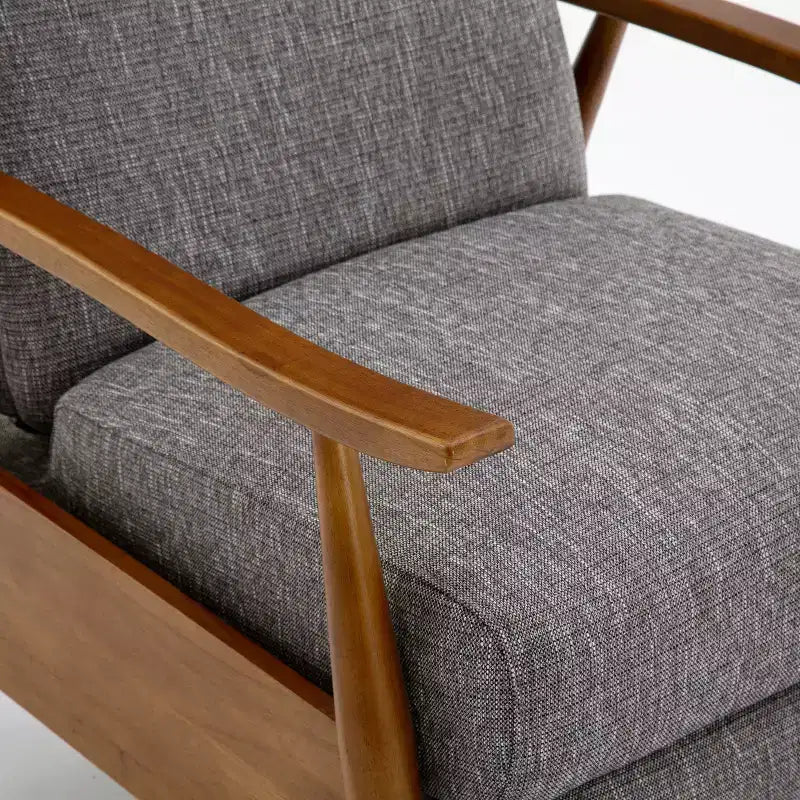 Comfort Pointe Terni Press-Back Recliner Ashen Gray: Stain-Resistant, Chestnut Wood Legs, Foam Fill