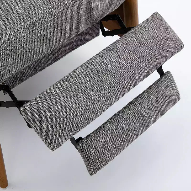 Comfort Pointe Terni Press-Back Recliner Ashen Gray: Stain-Resistant, Chestnut Wood Legs, Foam Fill