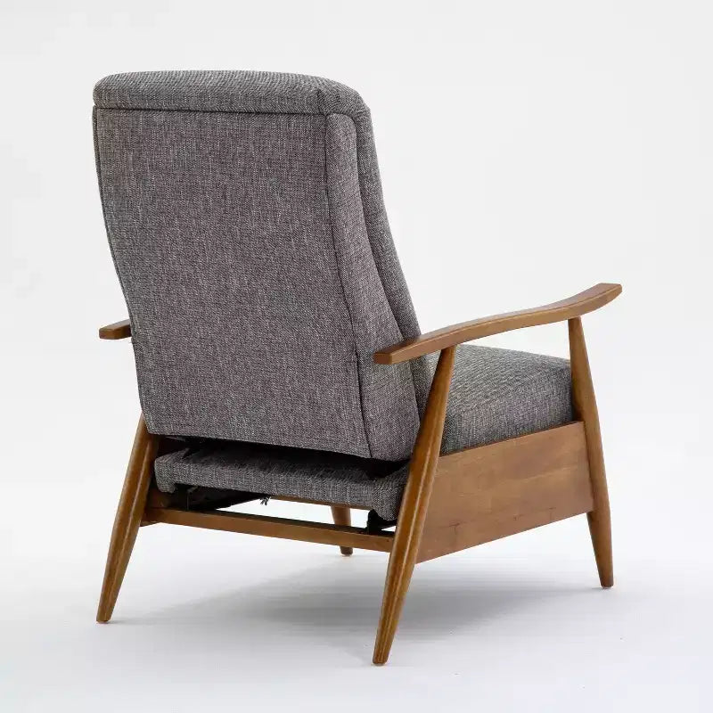 Comfort Pointe Terni Press-Back Recliner Ashen Gray: Stain-Resistant, Chestnut Wood Legs, Foam Fill