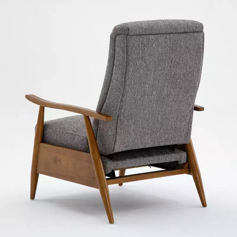 Comfort Pointe Terni Press-Back Recliner Ashen Gray: Stain-Resistant, Chestnut Wood Legs, Foam Fill