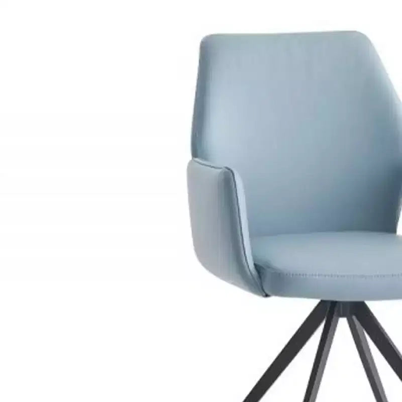 24" Segismunda Accent Chair Light Blue Leather/Black Finish - Acme Furniture