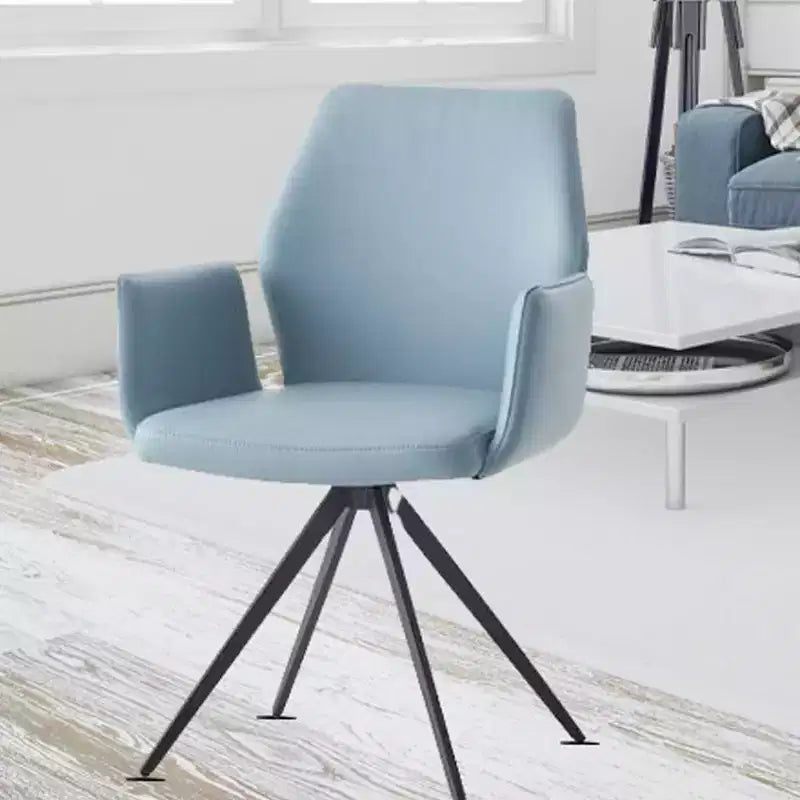 24" Segismunda Accent Chair Light Blue Leather/Black Finish - Acme Furniture