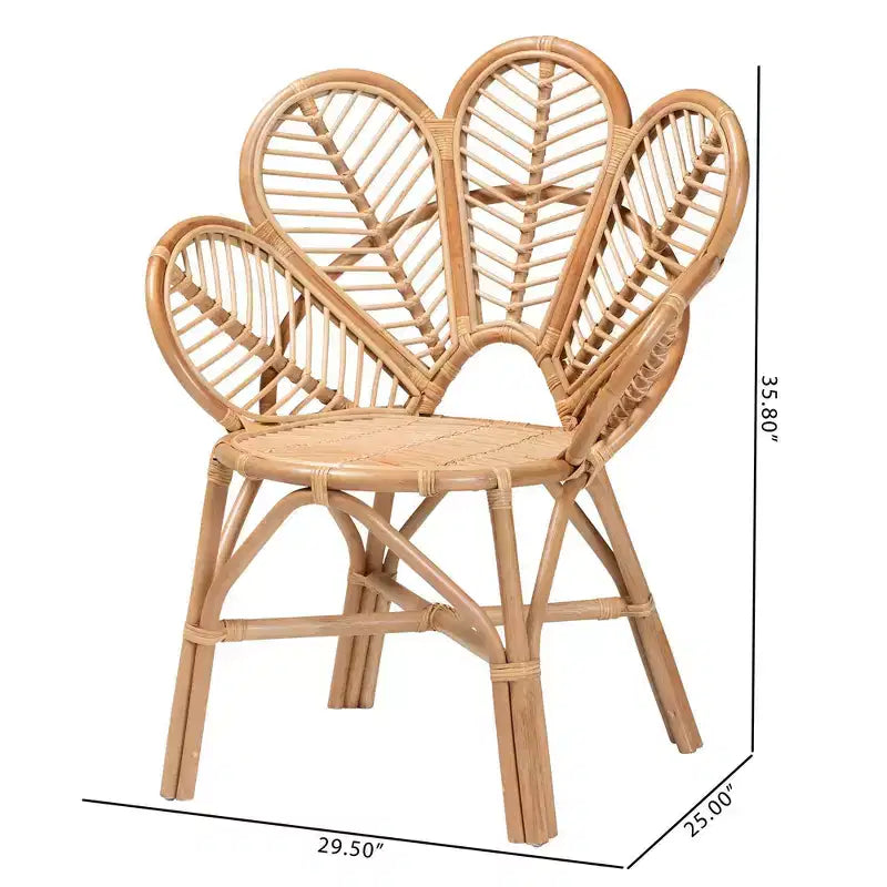 Fauteuil d'appoint Eliava en rotin naturel, marron naturel : Osier d'intérieur, aucun assemblage requis