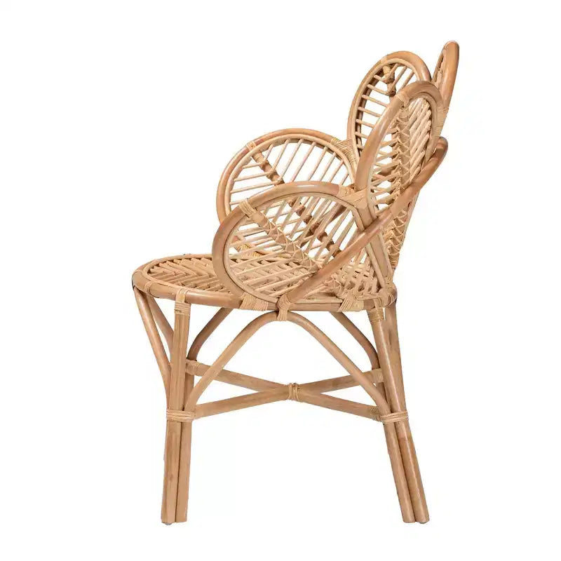 Fauteuil d'appoint Eliava en rotin naturel, marron naturel : Osier d'intérieur, aucun assemblage requis